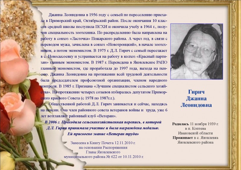 Гирич Джанна Леонидовна.